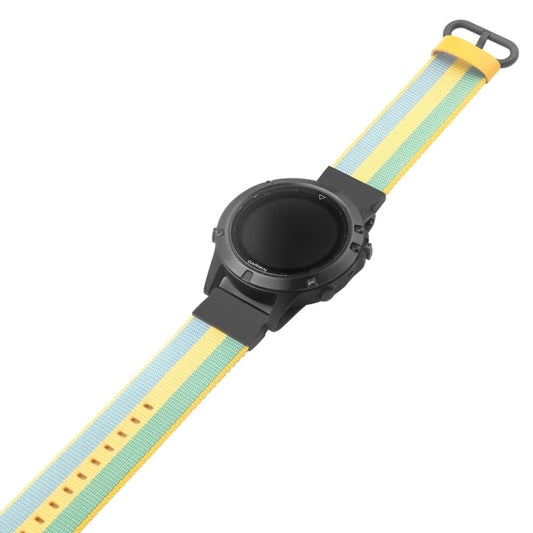 For Garmin Fenix 5 Quick Release Nylon Watch Band(Pollen Yellow) - Watch Bands by buy2fix | Online Shopping UK | buy2fix