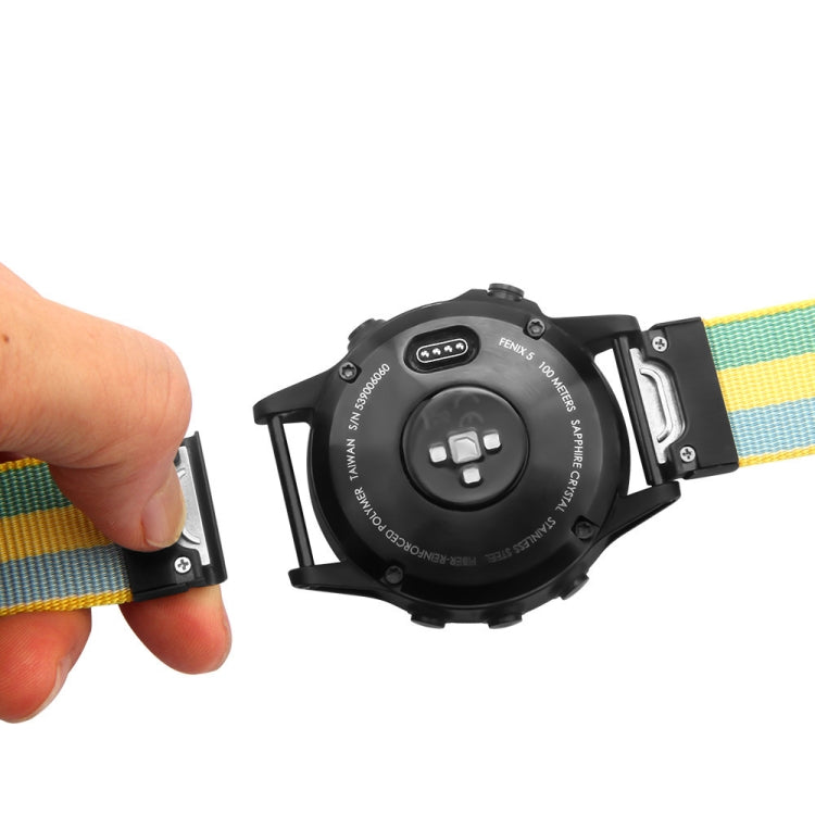For Garmin Fenix 5 Quick Release Nylon Watch Band(Pollen Yellow) - Watch Bands by buy2fix | Online Shopping UK | buy2fix