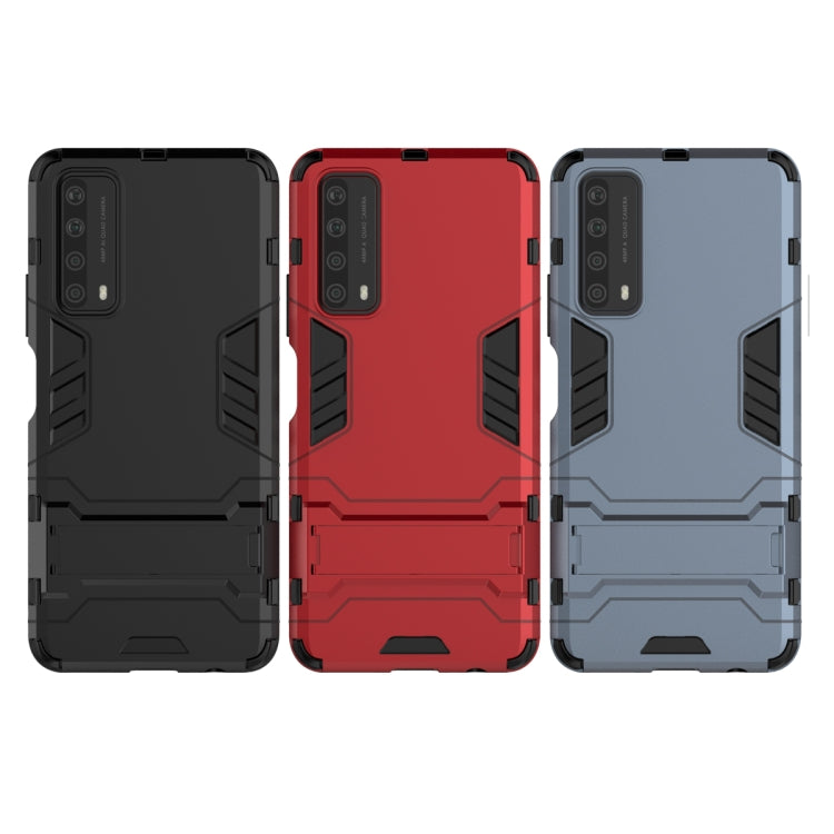 For Huawei P smart 2021 PC + TPU Shockproof Protective Case with Holder(Navy Blue) - Huawei Cases by buy2fix | Online Shopping UK | buy2fix