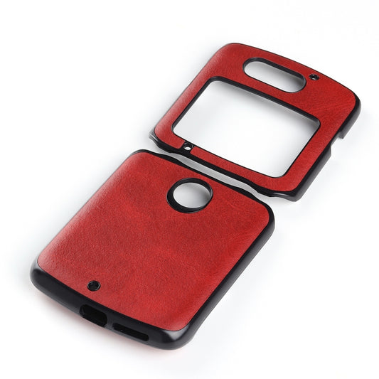 For Motorola Moto Razr 5G Two-color Cowhide Texture Top-grain Leather Shockproof Protective Case(Red) - Motorola Cases by buy2fix | Online Shopping UK | buy2fix