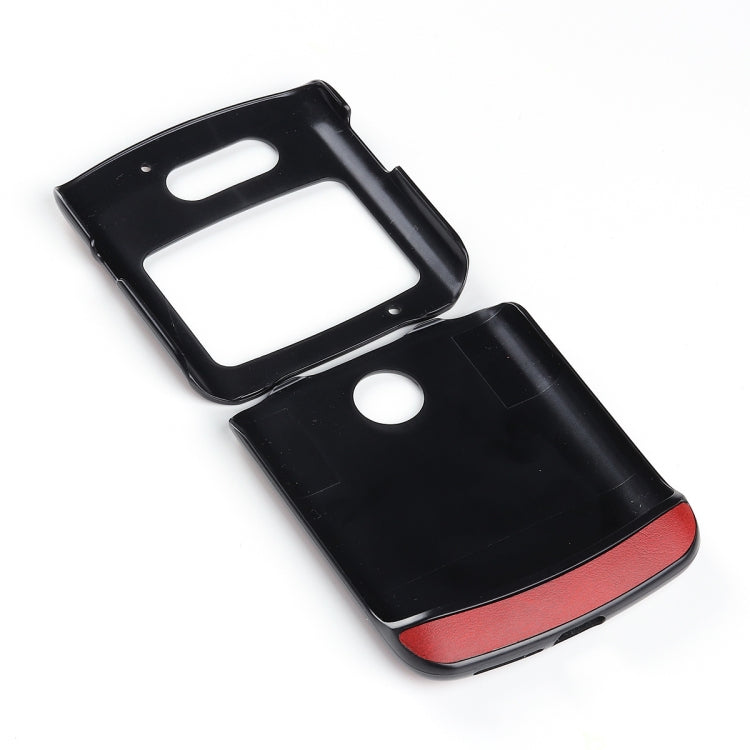 For Motorola Moto Razr 5G Two-color Cowhide Texture Top-grain Leather Shockproof Protective Case(Red) - Motorola Cases by buy2fix | Online Shopping UK | buy2fix