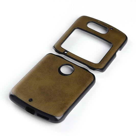 For Motorola Moto Razr 5G Two-color Cowhide Texture Top-grain Leather Shockproof Protective Case(Green) - Motorola Cases by buy2fix | Online Shopping UK | buy2fix