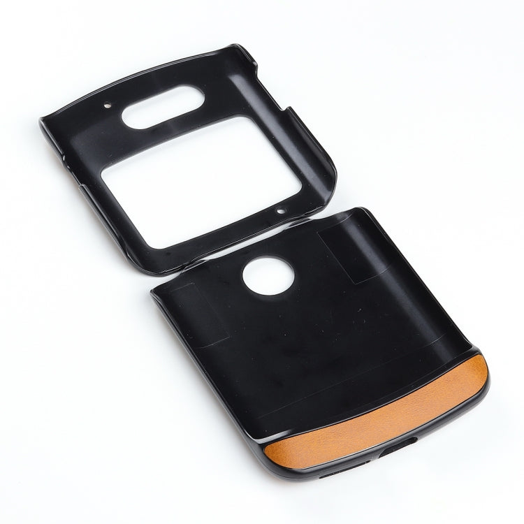For Motorola Moto Razr 5G Two-color Cowhide Texture Top-grain Leather Shockproof Protective Case(Brown) - Motorola Cases by buy2fix | Online Shopping UK | buy2fix