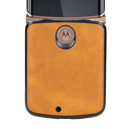 For Motorola Moto Razr 5G Two-color Cowhide Texture Top-grain Leather Shockproof Protective Case(Brown) - Motorola Cases by buy2fix | Online Shopping UK | buy2fix