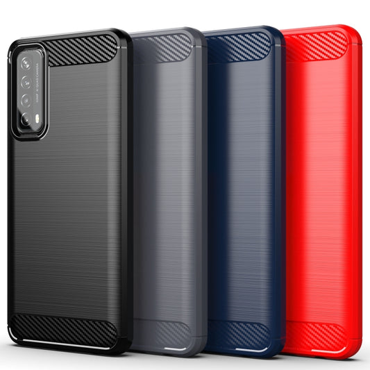 For Huawei P Smart 2021 Brushed Texture Carbon Fiber TPU Case(Red) - Huawei Cases by buy2fix | Online Shopping UK | buy2fix
