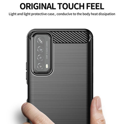 For Huawei P Smart 2021 Brushed Texture Carbon Fiber TPU Case(Red) - Huawei Cases by buy2fix | Online Shopping UK | buy2fix