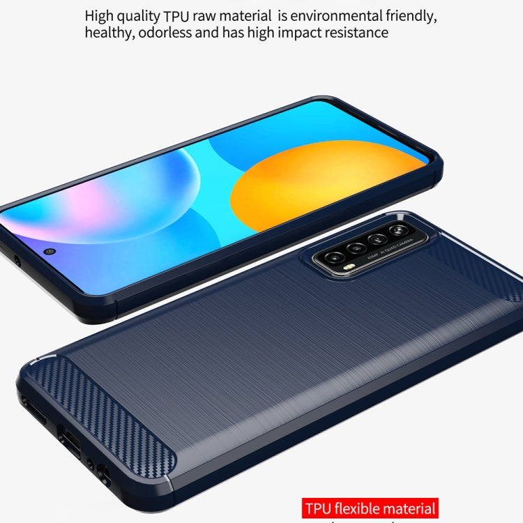 For Huawei P Smart 2021 Brushed Texture Carbon Fiber TPU Case(Red) - Huawei Cases by buy2fix | Online Shopping UK | buy2fix