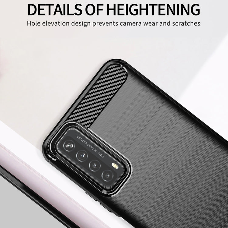 For Huawei P Smart 2021 Brushed Texture Carbon Fiber TPU Case(Red) - Huawei Cases by buy2fix | Online Shopping UK | buy2fix