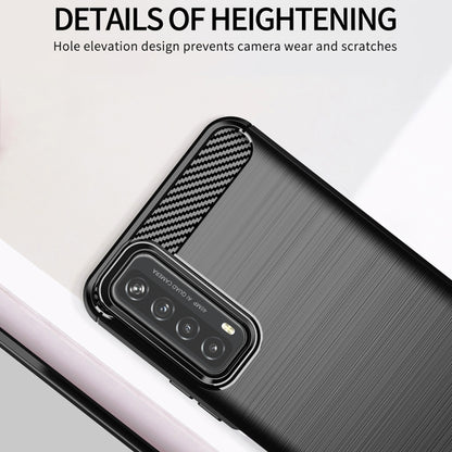 For Huawei P Smart 2021 Brushed Texture Carbon Fiber TPU Case(Red) - Huawei Cases by buy2fix | Online Shopping UK | buy2fix