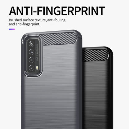 For Huawei P Smart 2021 Brushed Texture Carbon Fiber TPU Case(Red) - Huawei Cases by buy2fix | Online Shopping UK | buy2fix