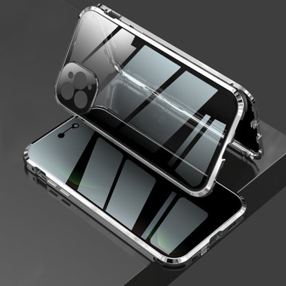 For iPhone 11 Pro Max Four-corner Shockproof Anti-peeping Magnetic Metal Frame Double-sided Tempered Glass Case (Silver) - iPhone 11 Pro Max Cases by buy2fix | Online Shopping UK | buy2fix