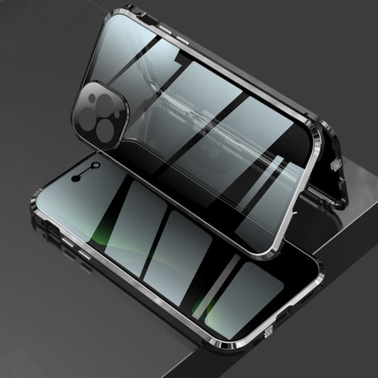 For iPhone 11 Pro Max Four-corner Shockproof Anti-peeping Magnetic Metal Frame Double-sided Tempered Glass Case (Black) - iPhone 11 Pro Max Cases by buy2fix | Online Shopping UK | buy2fix