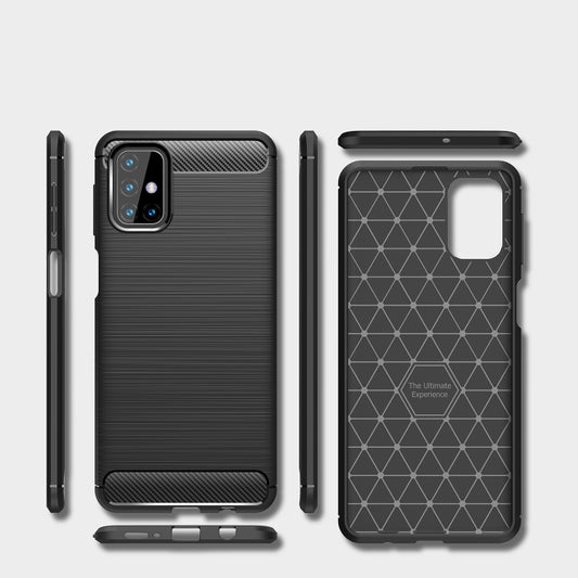 For Samsung Galaxy M31s Brushed Texture Carbon Fiber TPU Case(Navy Blue) by buy2fix