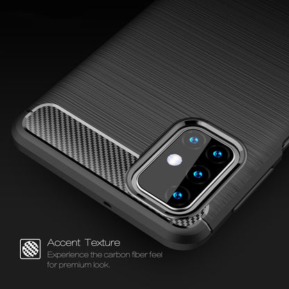 For Samsung Galaxy M31s Brushed Texture Carbon Fiber TPU Case(Navy Blue) by buy2fix