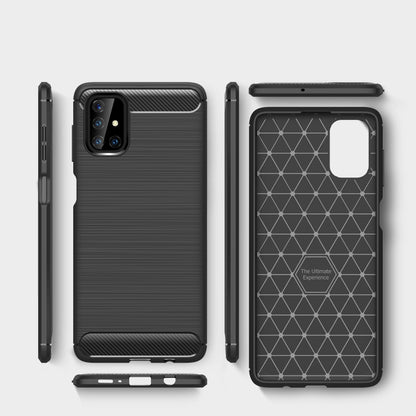 For Samsung Galaxy M51 Brushed Texture Carbon Fiber TPU Case(Black) by buy2fix