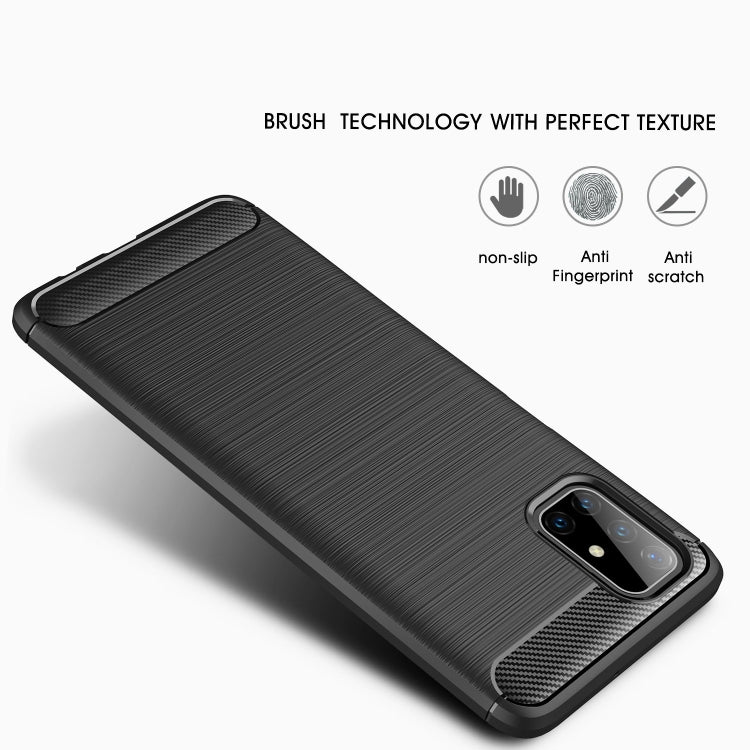 For Samsung Galaxy M51 Brushed Texture Carbon Fiber TPU Case(Black) by buy2fix