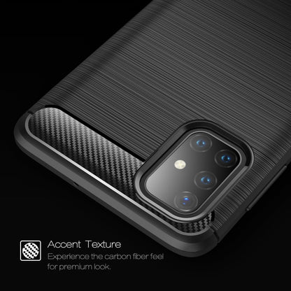 For Samsung Galaxy M51 Brushed Texture Carbon Fiber TPU Case(Black) by buy2fix