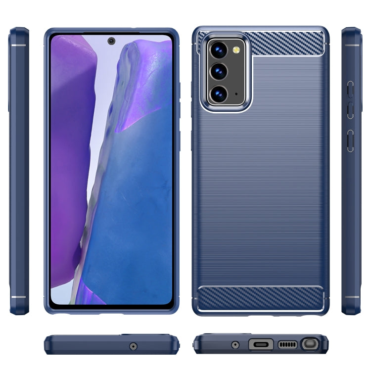 For Samsung Galaxy Note20 Brushed Texture Carbon Fiber TPU Case(Navy Blue) by buy2fix