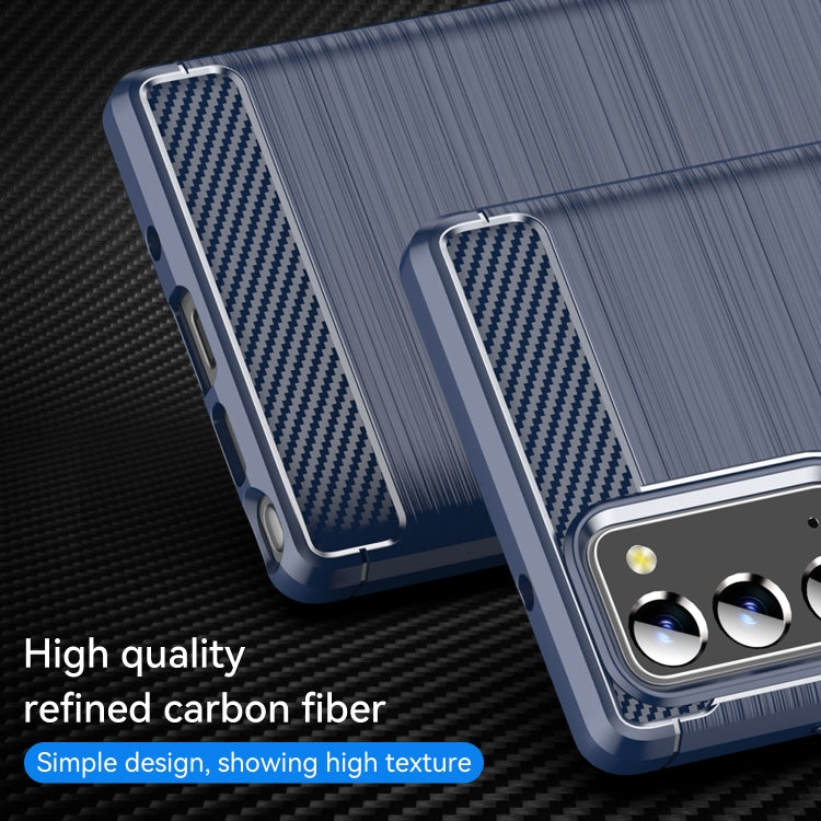 For Samsung Galaxy Note20 Brushed Texture Carbon Fiber TPU Case(Navy Blue) by buy2fix