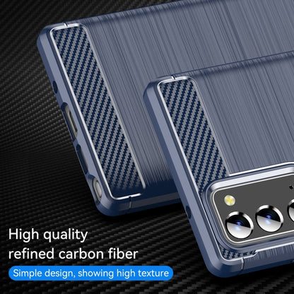 For Samsung Galaxy Note20 Brushed Texture Carbon Fiber TPU Case(Navy Blue) by buy2fix