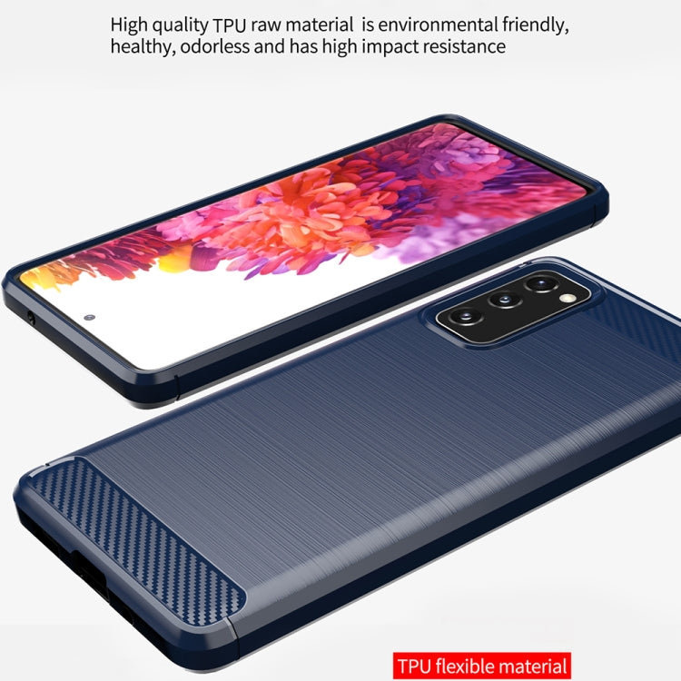 For Samsung Galaxy S20 FE Brushed Texture Carbon Fiber TPU Case(Navy Blue) by buy2fix