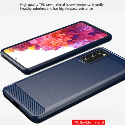 For Samsung Galaxy S20 FE Brushed Texture Carbon Fiber TPU Case(Navy Blue) by buy2fix