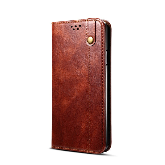 For iPhone X / XS Simple Wax Crazy Horse Texture Horizontal Flip Leather Case with Card Slots & Wallet(Brown) - More iPhone Cases by buy2fix | Online Shopping UK | buy2fix