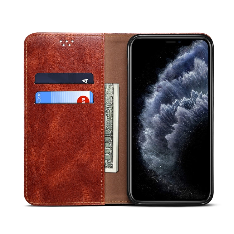 For iPhone X / XS Simple Wax Crazy Horse Texture Horizontal Flip Leather Case with Card Slots & Wallet(Brown) - More iPhone Cases by buy2fix | Online Shopping UK | buy2fix
