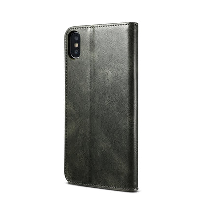 For iPhone XS Max Simple Wax Crazy Horse Texture Horizontal Flip Leather Case with Card Slots & Wallet(Dark Green) - More iPhone Cases by buy2fix | Online Shopping UK | buy2fix