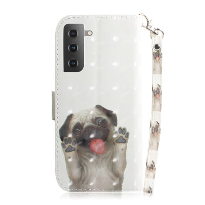 For Samsung Galaxy S21 5G 3D Colored Drawing Horizontal Flip Leather Case with Holder & Card Slots & Wallet & Lanyard(Pug) - Galaxy S21 5G Cases by buy2fix | Online Shopping UK | buy2fix