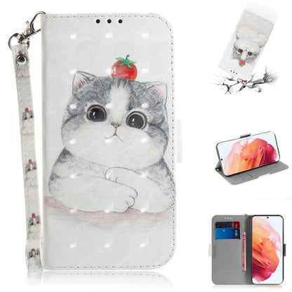 For Samsung Galaxy S21 5G 3D Colored Drawing Horizontal Flip Leather Case with Holder & Card Slots & Wallet & Lanyard(Cute Cat) - Galaxy S21 5G Cases by buy2fix | Online Shopping UK | buy2fix