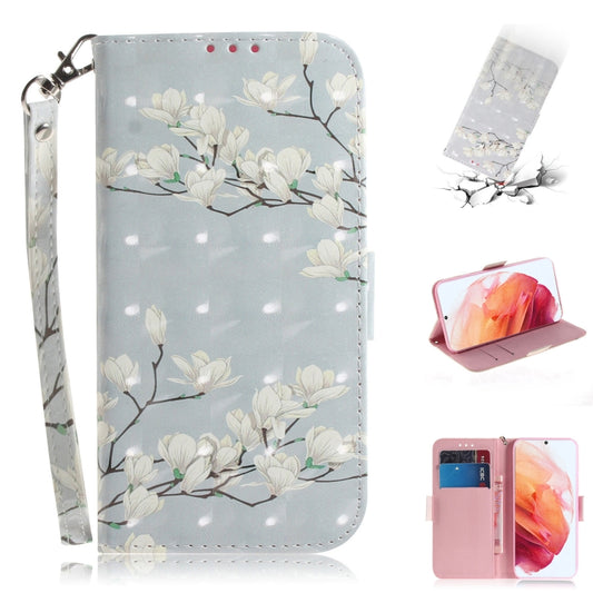 For Samsung Galaxy S21 5G 3D Colored Drawing Horizontal Flip Leather Case with Holder & Card Slots & Wallet & Lanyard(Magnolia) - Galaxy S21 5G Cases by buy2fix | Online Shopping UK | buy2fix