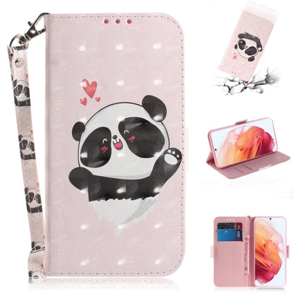 For Samsung Galaxy S21 5G 3D Colored Drawing Horizontal Flip Leather Case with Holder & Card Slots & Wallet & Lanyard(Heart Panda) - Galaxy S21 5G Cases by buy2fix | Online Shopping UK | buy2fix