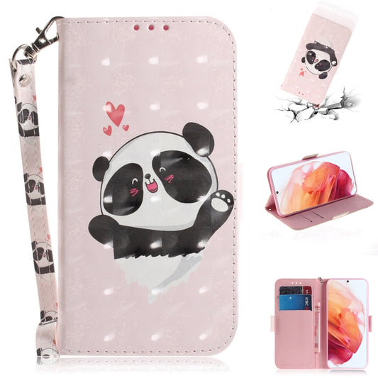 For Samsung Galaxy S21 5G 3D Colored Drawing Horizontal Flip Leather Case with Holder & Card Slots & Wallet & Lanyard(Heart Panda) - Galaxy S21 5G Cases by buy2fix | Online Shopping UK | buy2fix