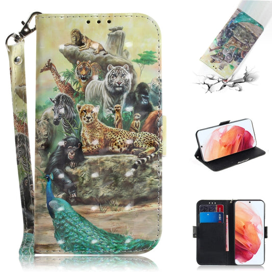For Samsung Galaxy S21 5G 3D Colored Drawing Horizontal Flip Leather Case with Holder & Card Slots & Wallet & Lanyard(Zoo) - Galaxy S21 5G Cases by buy2fix | Online Shopping UK | buy2fix