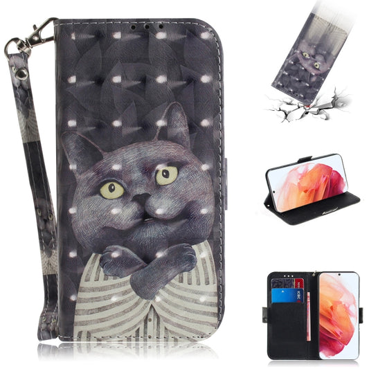For Samsung Galaxy S21 5G 3D Colored Drawing Horizontal Flip Leather Case with Holder & Card Slots & Wallet & Lanyard(Hug Cat) - Galaxy S21 5G Cases by buy2fix | Online Shopping UK | buy2fix