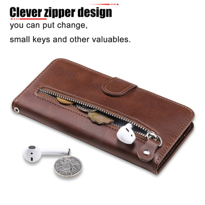 For OPPO A9 (2020) / A5 (2020) Fashion Calf Texture Zipper Horizontal Flip Leather Case with Holder & Card Slots & Wallet(Brown) - OPPO Cases by buy2fix | Online Shopping UK | buy2fix