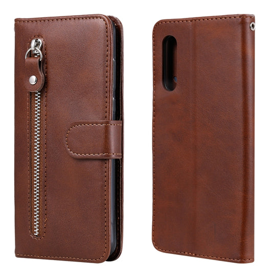 For LG Velvet Fashion Calf Texture Zipper Horizontal Flip Leather Case with Holder & Card Slots & Wallet(Brown)