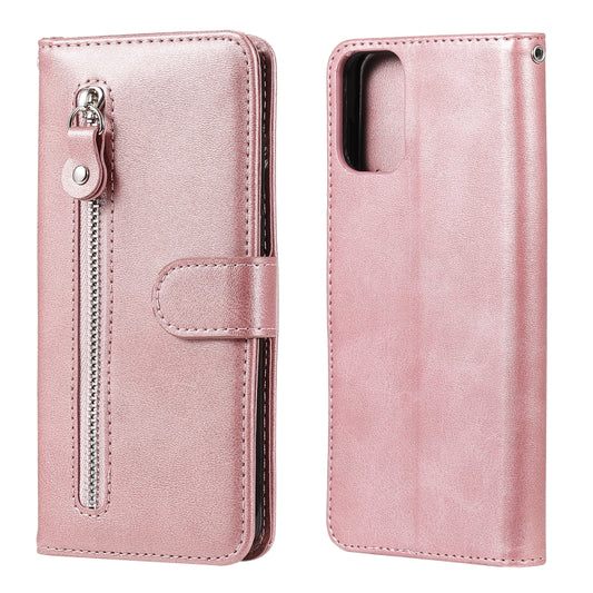 For Motorola Moto G9 Plus Fashion Calf Texture Zipper Horizontal Flip Leather Case with Holder & Card Slots & Wallet(Rose Gold) - Motorola Cases by buy2fix | Online Shopping UK | buy2fix