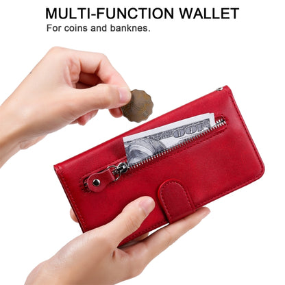 For Motorola Moto G9 Plus Fashion Calf Texture Zipper Horizontal Flip Leather Case with Holder & Card Slots & Wallet(Red) - Motorola Cases by buy2fix | Online Shopping UK | buy2fix
