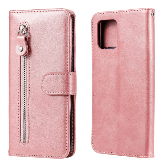 For Samsung Galaxy A42 5G Fashion Calf Texture Zipper Horizontal Flip Leather Case with Holder & Card Slots & Wallet(Rose Gold) by buy2fix