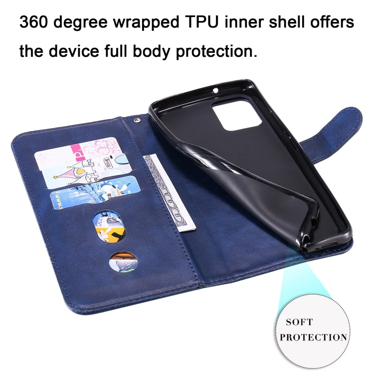 For Samsung Galaxy A42 5G Fashion Calf Texture Zipper Horizontal Flip Leather Case with Holder & Card Slots & Wallet(Blue) by buy2fix