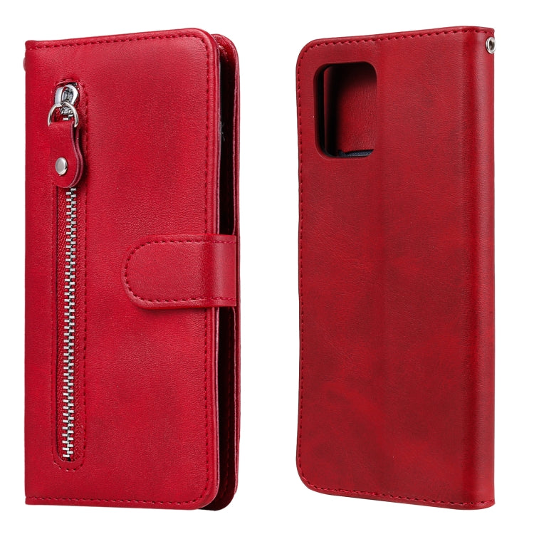 For Samsung Galaxy A42 5G Fashion Calf Texture Zipper Horizontal Flip Leather Case with Holder & Card Slots & Wallet(Red) by buy2fix
