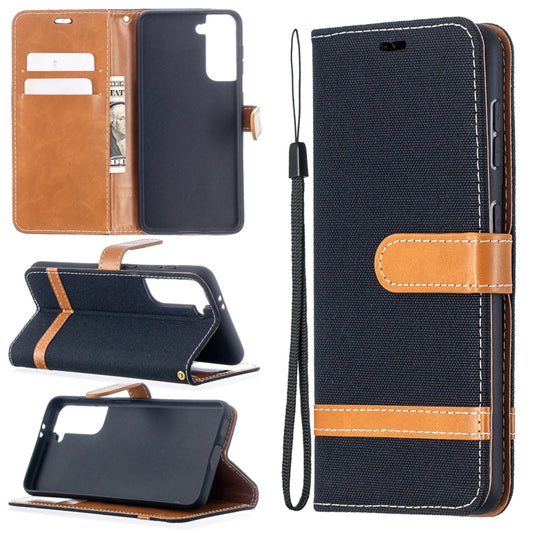 For Samsung Galaxy S21 5G Color Matching Denim Texture Horizontal Flip Leather Case with Holder & Card Slots & Wallet & Lanyard(Black) - Galaxy S21 5G Cases by buy2fix | Online Shopping UK | buy2fix