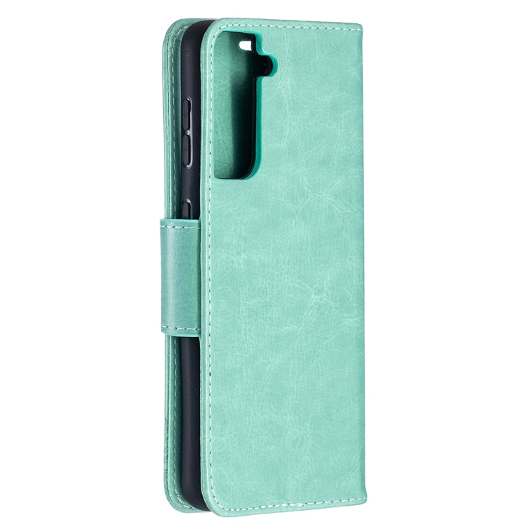 For Samsung Galaxy S21 5G Embossing Two Butterflies Pattern Horizontal Flip PU Leather Case with Holder & Card Slot & Wallet & Lanyard(Green) - Galaxy S21 5G Cases by buy2fix | Online Shopping UK | buy2fix