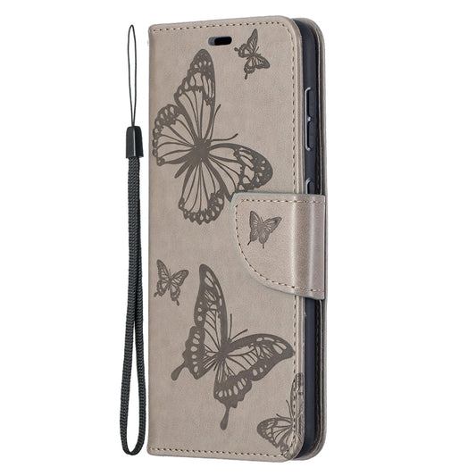 For Samsung Galaxy S21 5G Embossing Two Butterflies Pattern Horizontal Flip PU Leather Case with Holder & Card Slot & Wallet & Lanyard(Grey) - Galaxy S21 5G Cases by buy2fix | Online Shopping UK | buy2fix