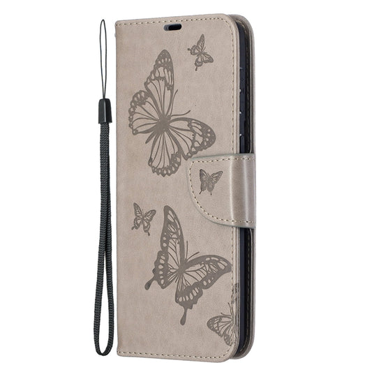 For Samsung Galaxy S21+ 5G Embossing Two Butterflies Pattern Horizontal Flip PU Leather Case with Holder & Card Slot & Wallet & Lanyard(Grey) - Galaxy S21+ 5G Cases by buy2fix | Online Shopping UK | buy2fix