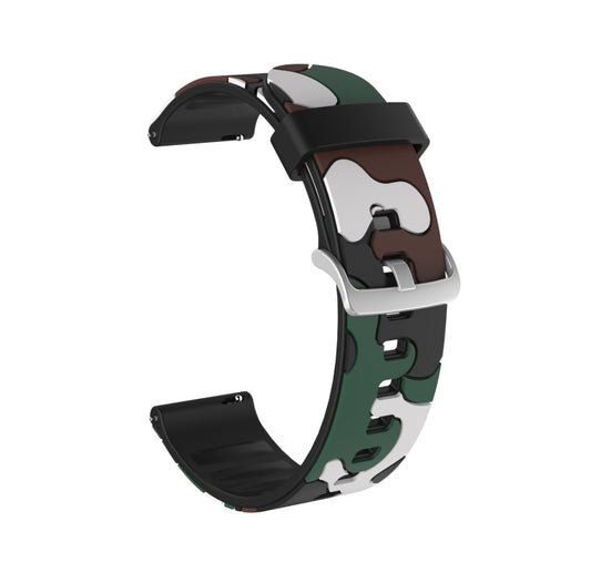 20mm For Samsung Galaxy Watch 3 41mm Camouflage Silicone Watch Band with Silver Buckle(3) - Watch Bands by buy2fix | Online Shopping UK | buy2fix