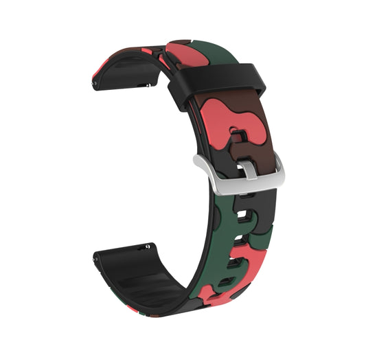 20mm For Samsung Galaxy Watch Active2 44mm / Watch Active2 40mm / Watch Active Camouflage Silicone Watch Band with Silver Buckle(1) - Watch Bands by buy2fix | Online Shopping UK | buy2fix