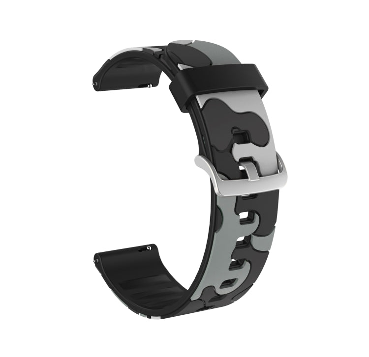 22mm For Amazfit Smart Sport Watch / Smart Sport Watch 2 / Smart Sport Watch 3 / Smart Sport Watch 2S Camouflage Silicone  Watch Band with Silver Buckle(5) - Watch Bands by buy2fix | Online Shopping UK | buy2fix